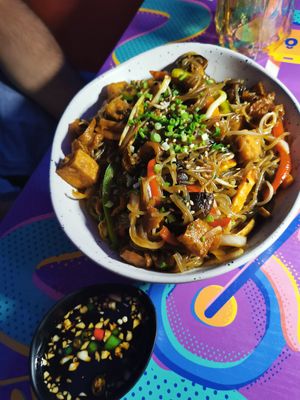 Seitan and noodles at Măm Măm in Nairobi