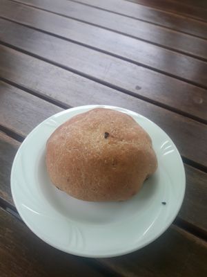 Mushroom-filled bread at Vege Club Amar in Szczecin