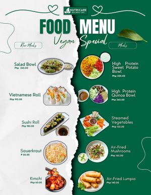 Menu at Nutricare Wellness Cafe in Cebu