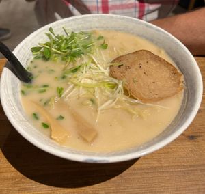 vegan tonkotsu ramen with vegan char siu  at Jiruya in Chatan