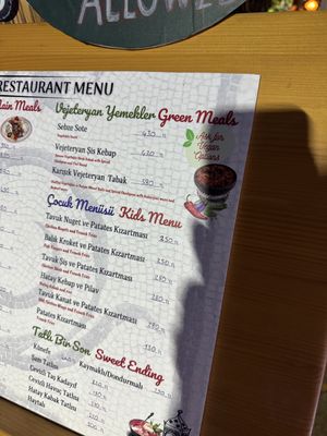  Vegan menu May 2024  at Mozaik Bahce in Fethiye