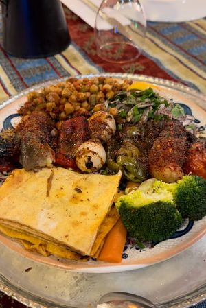 Vegetarian (vegan) kebab plate  at Mozaik Bahce in Fethiye