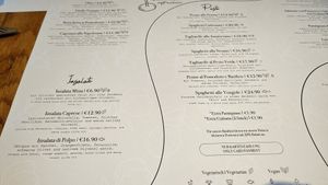 Menu at Trattoria Senza in Berlin