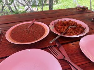 Lobio & Ajapsandal (see menu photo)  at Guesthouse Ushguli Maspindzeli in Uschguli
