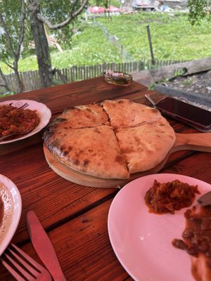 Lobiani (bread with bean stew)  at Guesthouse Ushguli Maspindzeli in Uschguli