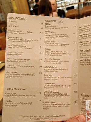 Menu at Bloom Sushi in Lyon