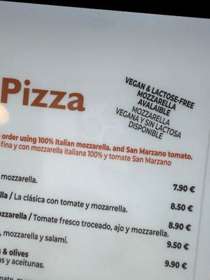 Mozzarella vegana con extra 1,5€ at La Fuente in Nerja