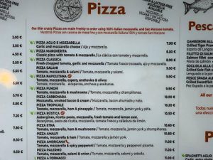 Pizzas at La Fuente in Nerja