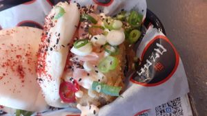 Salt and pepper aubergine bao at Yuzu Street Food in Harrogate