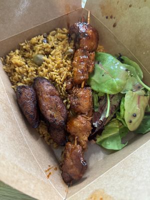 Sampler plate with bbq chicken  at Casa Borinqueña in Philadelphia