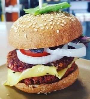 lentil burger at Choices Kitchen in Miami