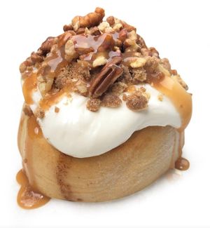Pecan Pie! Maple Frosting, Pecans, Pie Crumble, and Caramel Sauce at Cinnaholic in Waterloo