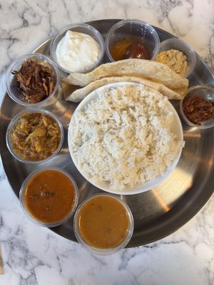 South Indian Thaali some vegan items  at Lepakshi Authentic South Indian Restaurant in Guelph