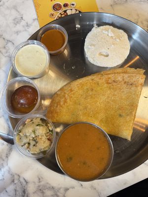 Mini Tiffin Combo 1  - except for the sweet all vegan  at Lepakshi Authentic South Indian Restaurant in Guelph