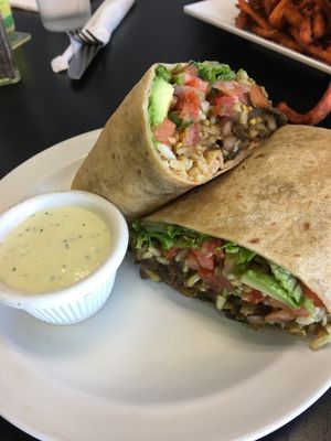 Yummy black bean burrito  at Avocado Vegan Cafe in Alpharetta