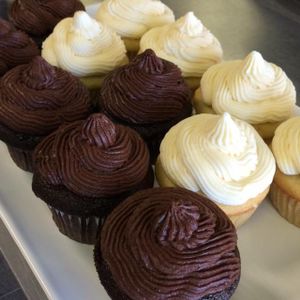 Delicious chocolate or vanilla cupcakes  at Avocado Vegan Cafe in Alpharetta