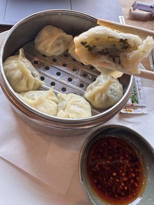 Potato chive momo  at Momo Cafe in Minneapolis