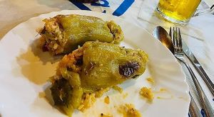 Stuffed peppers are done with a rice/spice mixture at Te Bequa 2 in Sarande