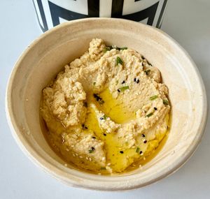 Musk hummus  at Birch Bakery in Dubai