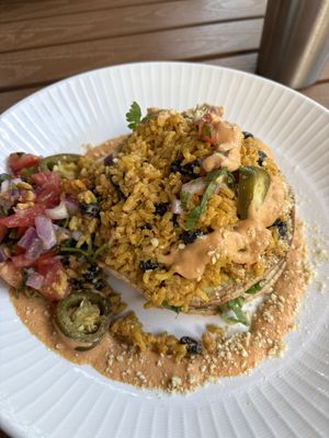 Cashew cheese tostada, so amazing!  at Seedz Cafe in St Louis