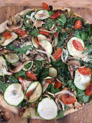 Seasonal veggie pizza YUM   at Seedz Cafe in St Louis