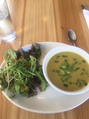 Curry soup and salad at Seedz Cafe in St Louis