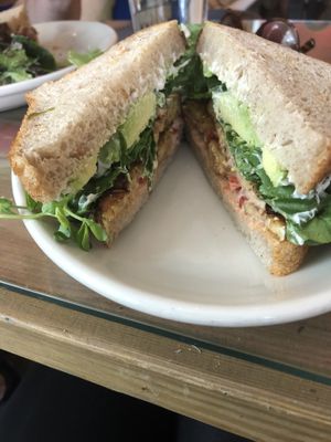 LTA has avocado, Seedz sauce, tempeh bacon, greens, and more! So good at Seedz Cafe in St Louis