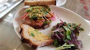 Reuben with a salad ( Ihad already eaten half of it) at Seedz Cafe in St Louis