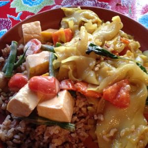 Curry Basil Noodle & Kabocha Curry - both vegan at Wild Rose of Thailand in Bend