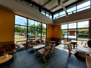 Starbucks Coffee Llandygai/A55 Inside at Starbucks Coffee in Gwynedd