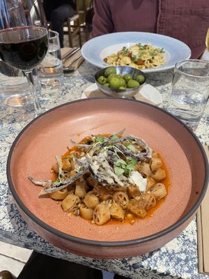 Melanzane e noci - Roasted aubergine with walnut ragout, vegan stracciatella & crispy aubergine skin  at Grazie in Sheffield