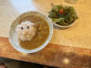 Curry with salad  at Kitten Company in Kyoto