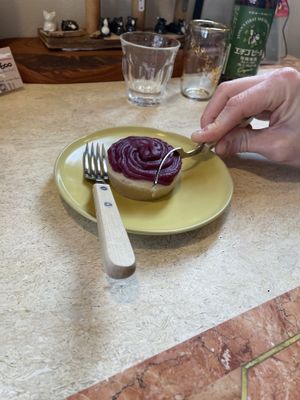 Purple sweet potato cake  at Kitten Company in Kyoto