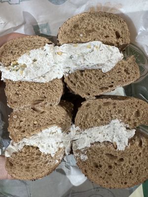 Vegan garlic herb (chickpea base) 😍 cc  at Broad Nosh - Ninth Ave in New York City