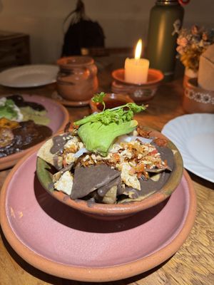 Chilaquiles de frijolles  at Na Tlali - Reforma in Mexico City