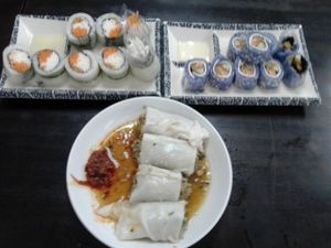 翠綠壽司，藍花壽司，香椿腸粉 Cucumber Sushi, Blue Flower Sushi & Xiang Chun Chang Fen at Vege Restaurant Tong Hoe   in Kepong