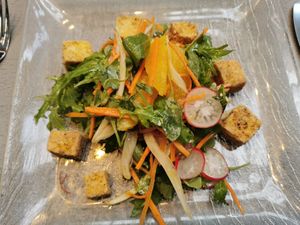 Tofu with fennel and orange salad starter at Jacobs on the Mall in Cork