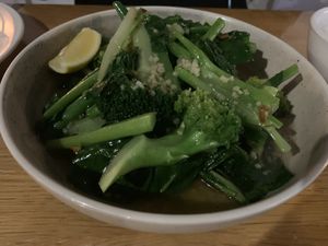 Green vegetable stir fry  at Brother Bon in Northcote