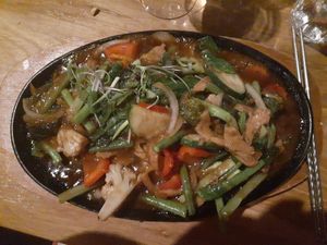Mongolian sizzling stir fry at Brother Bon in Northcote