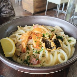 Udon carbonara at Brother Bon in Northcote