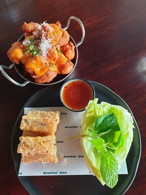 Bam Bam cauliflower $16.50, Netted spring rolls $16.50 at Brother Bon in Northcote