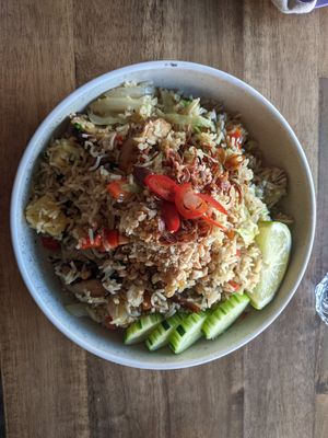 Pineapple fried rice with basmati rice and mock duck 🤤 at Brother Bon in Northcote