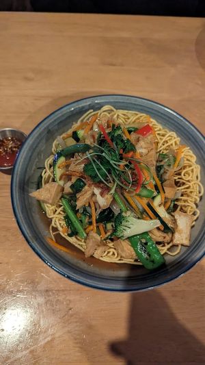 Crispy noodles w/tofu $29 at Brother Bon in Northcote