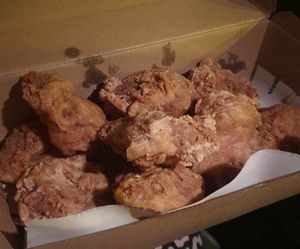 Fried "chicken" with volcano sauce at Brother Bon in Northcote