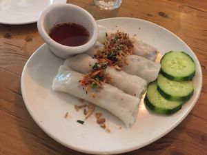 Steamed rice paper rolls with mushroom mince filling at Brother Bon in Northcote