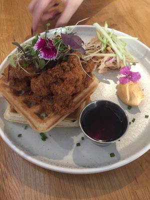 Waffles and fried “chicken” - ace combo! at Brother Bon in Northcote