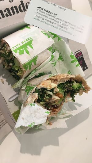 The vegan Iron Energy wrap was yummie! at Urban Salad in Amsterdam