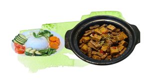 steam vegetable and braised tofu in soy sauce  at VegeViet  in Turku