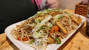 Fried noodle with tofu at VegeViet  in Turku