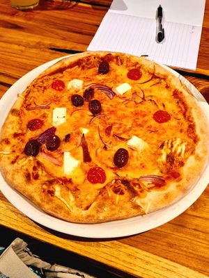 Greek pizza at Kellys Bar & Matsal in Gothenburg